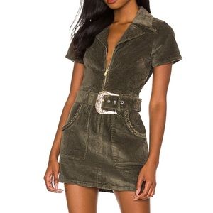 SHOW ME YOUR MUMU OUTLAW DRESS SIZE SMALL GREEN CORDUROY